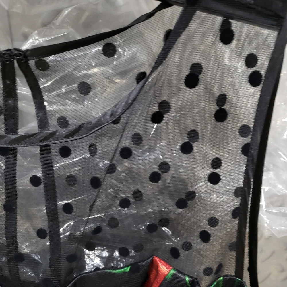 NWoT SD COLLECTION beauty netting overlay black / daring red floral (12) - Picture 10 of 13